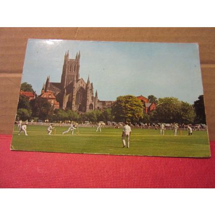 CATHEDRAL FROM THE CRICKET GROUND, WORCESTER used postcard by Jarrold 1966 pm. =