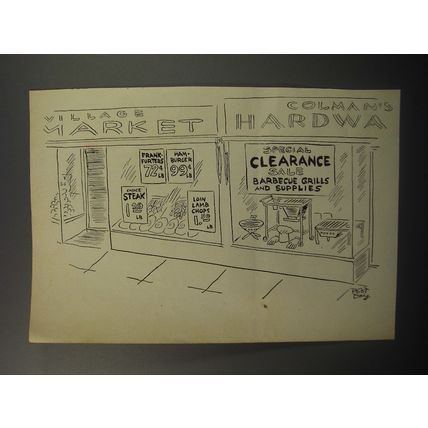 1951 Cartoon by Robert Day - Special Clearance Sales Barbecue Grills