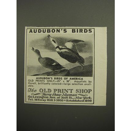 1952 The Old Print Shop Ad - Audubon's Birds