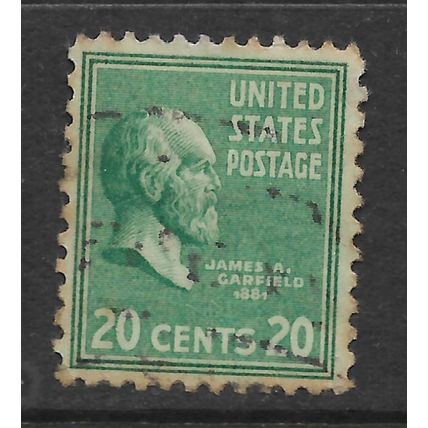 USA 1938 PRESIDENTIAL SERIES 20c EMERALD GREEN JAMES A GARFIELD SG821 FINE USED