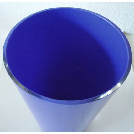 Vintage Conical Vase Blue Cased Clear Glass Vintage Flower Vase