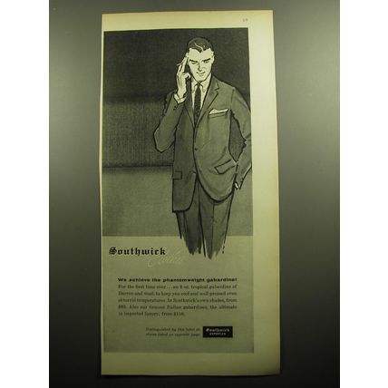 1958 Southwick Suit Ad - We achieve the phantomweight gabardine