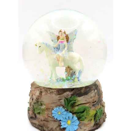 Blue Fairy & Unicorn Snowglobe Ornament Figurine 8 CM Gift Home Decor Mythical