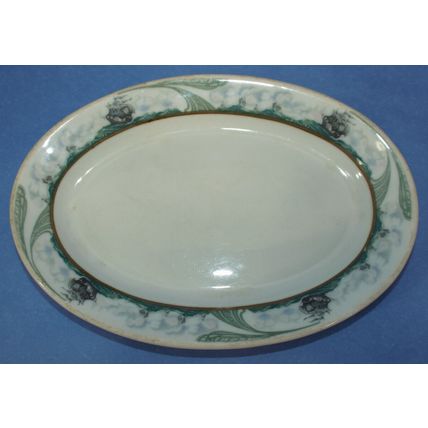 Vintage Ceramic Plate German Bauscher Weiden Barth & Son Ship Oval Plate 1920's