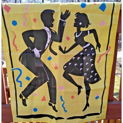 Vintage American Greetings Outdoor Yellow Flag Dancing New Year Party 42 Inches