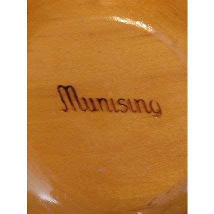 Vintage Munising Wooden Salad Bowl Brown Strawberry Design Lot Of 4 Round Shape