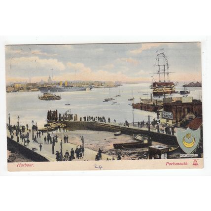 The Harbour Portsmouth Postcard 1906 Hampshire