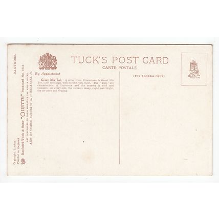 Great Mis Tor Dartmoor Devon Tucks Oilette A De Breanski Jnr Art Postcard 4018