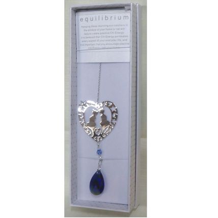 3D Cat Moon Stars Window Hanging Suncatcher Blue Tear Drop Crystal Equilibrium