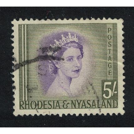 Rhodesia and Nyassa Queen Elizabeth II 5Sh 1954 Canc SG#13