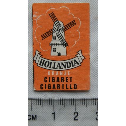 vintage Matchbox Label - Hollandia Oranje Cigaret Cigarillo