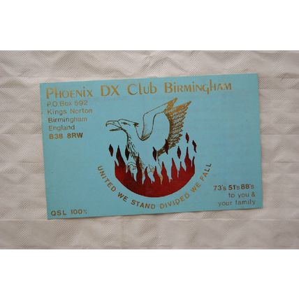 1987 QSL Card Phoenix DX Club Birmingham ref.1
