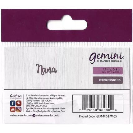 Crafter's Companion. Gemini. Nana Die Set. Die Cutting Cardmaking Scrapbooking