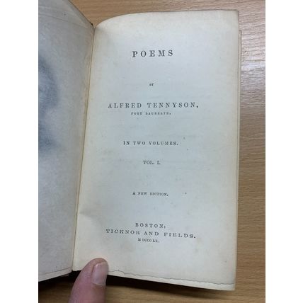 RARE* 1860 "POEMS OF ALFRED TENNYSON" VOLS 1 & 2 USA HARDBACK BOOKS (P6)