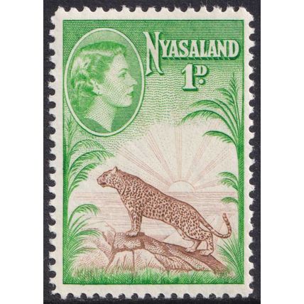 Nyasaland QEII 1953-54 1d Brown Bright Green SG174 Mint MH