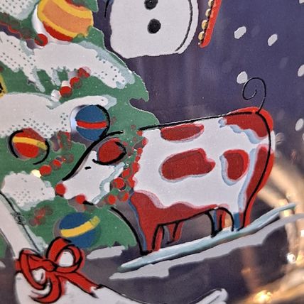 Lot 4 International COUNTRY CHRISTMAS Glass TUMBLERS 10 oz Juice Farm 5 1/2"