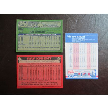 Three (3) Ray Knight Baseball Cards - See Pictures and Description Below