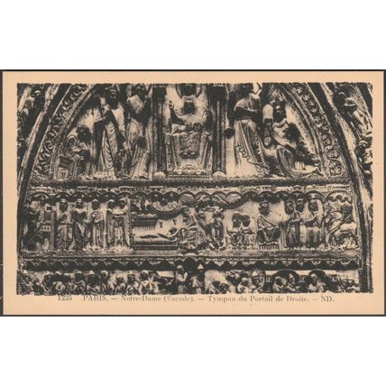 Tympan du Portail de Droite, Façade, Notre-Dame, Paris, c1920s - Au Jongleur CPA