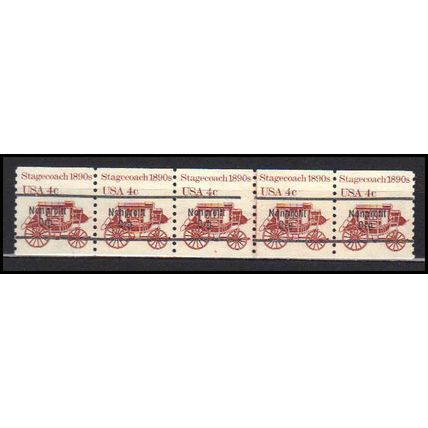 1898Ab 4c Stagecoach Fine MNH Dry Gum PNC 5/5 Line Gap AA0045