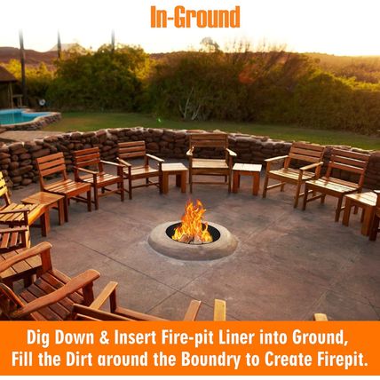 FEBTECH - Fire Rings for outside Wood Burning Fire Pits - 36" Dia X 12" H - 2Mm