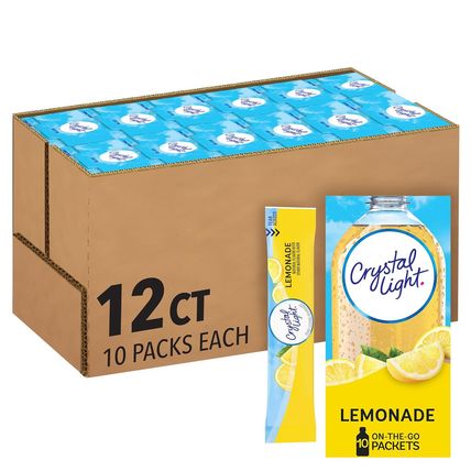 Crystal Light Lemonade Naturally Flavored Powdered Drink Mix, 120 Ct Pack, 12 Bo