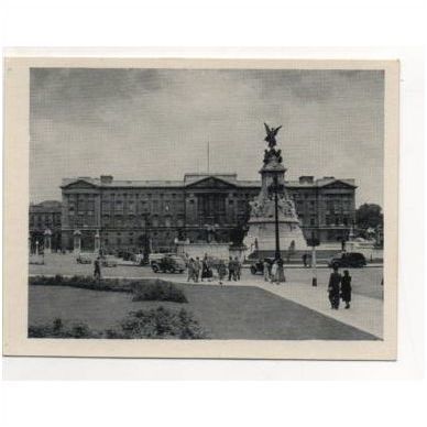 Queen Victoria Memorial statue, Buckingham Palace, London. Old souvenir snapshot
