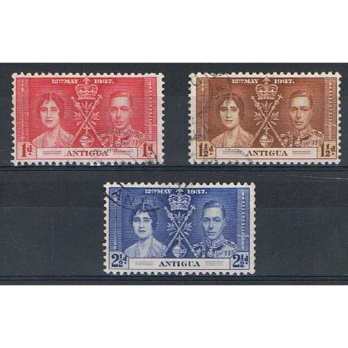 Antigua KGVI 1937 Coronation Used SG 95-97 Sc 81-83 CD 302 postage stamp king