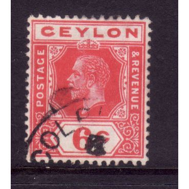CEYLON 1912 SG 309 6c SCARLET FINE USED