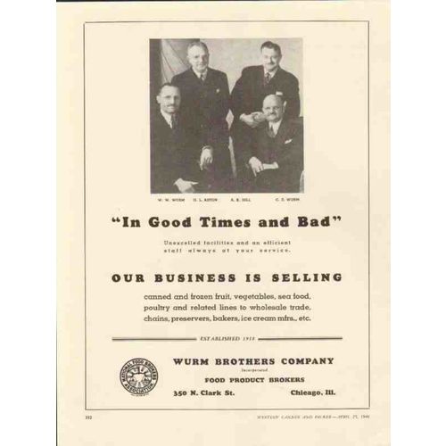 wurm brothers company 1946 in good times canned frozen food vintage ad