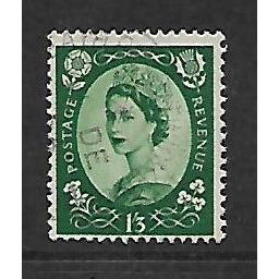 GREAT BRITAIN 1955 SG555 QEII ED CROWNS 1s 3d GREEN FINE USED #15