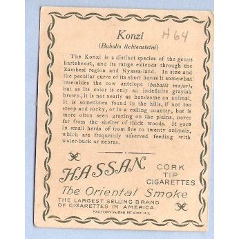 Tobacco Card ~ Company: American Tobacco Company Brand: Hassan Cork Tip Ci~64