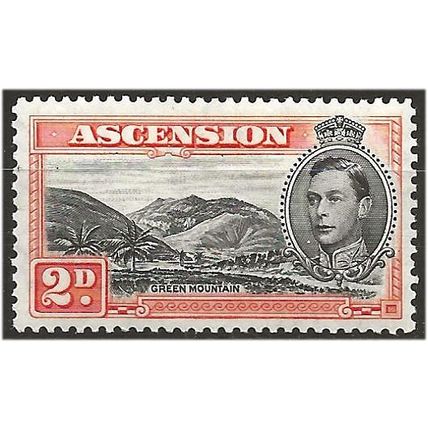 Ascension Island 1944 SG41a 2d Black & Red-Orange Perf 13 Mounted Mint . .. .
