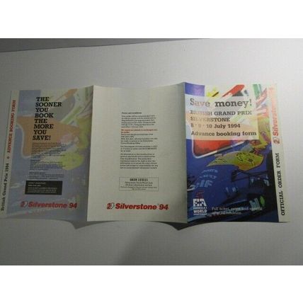 1994 BRITISH GRAND PRIX - Silverstone ADVANCE BOOKING FORM (Auto)