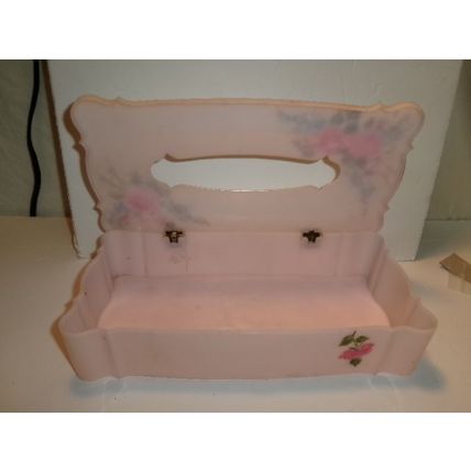 Vintage Mid Century Tissue Holder Hand Painted with Floral Decor