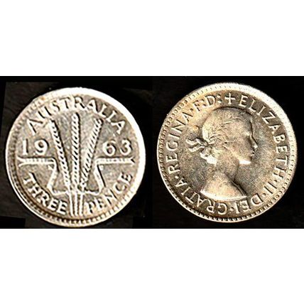 Australia Three Pence 1963 Used Coin 3d Wheatsheaf.
