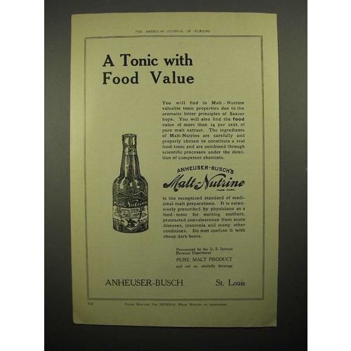1918 Anheuser-Busch Malt-Nutrine Beer Ad - A Tonic