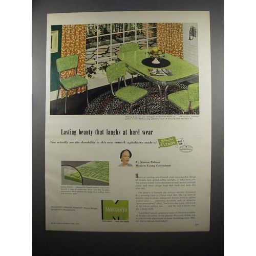 1953 Monsanto Comark Chair Covering Ad - Lasting Beauty