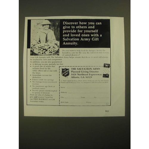 1987 The Salvation Army Ad - Give to Others and Provide For Yourself