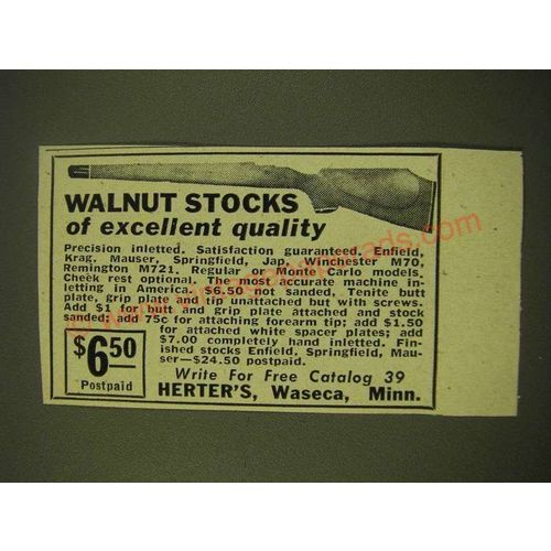 1949 Herter's Stocks Ad - Walnut stocks of excellent quality