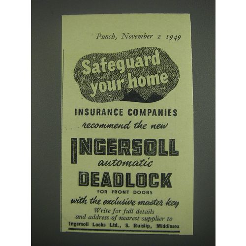 1949 Ingersoll Locks Ad - Safeguard your home