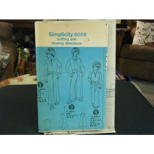 Simplicity 6058 Boy's Shirt, Pants & Jeans Pattern - Size 12 Chest 30