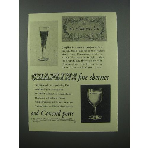 1954 Chaplins Sherry Ad - Six of the very best