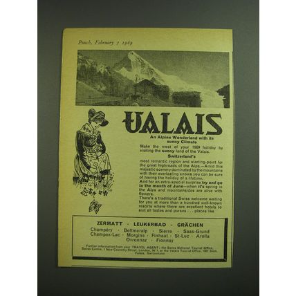 1969 Ulais Switzerland Ad - Ulais an Alpine Wonderland with its sunny Climate