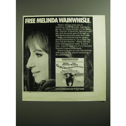 1970 On a Clear Day you can See Forever Album Advertisement - Barbra Streisand