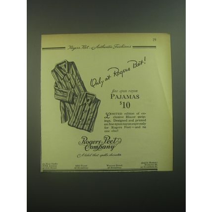 1945 Rogers Peet Pajamas Ad - Only at Rogers Peet!