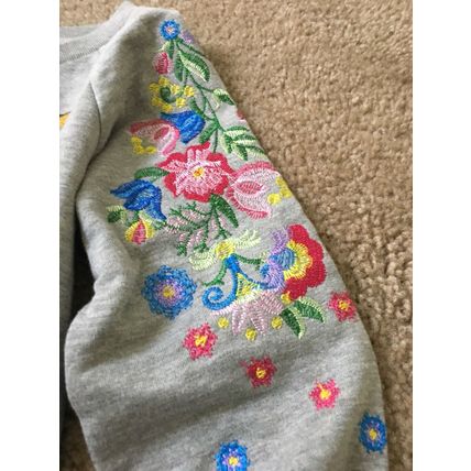 Deliah*s Girl Floral Print Sweatshirt Crew Neck Size Medium Gray