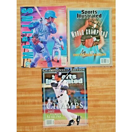 Lot of 3 Florida Marlins Baseball Books and Magazines, 1993-2003