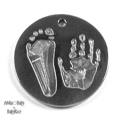 New Personalised Baby Hand Footprint Stainless Steel Silver tone Pendant HEART
