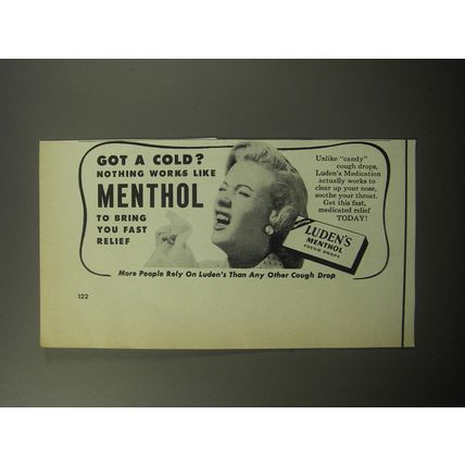 1957 Luden's Menthol Cough Drops Ad - Got a cold?