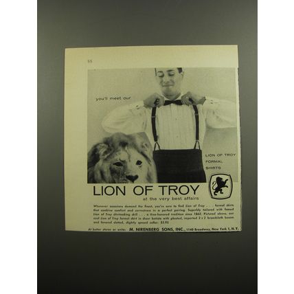 1955 Lion of Troy Formal Shirts Ad - You'll meet at the very best affairs
